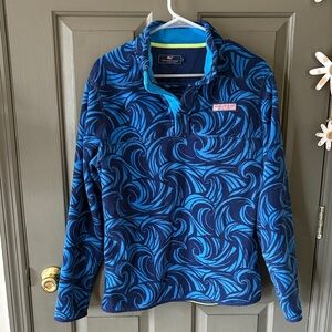 Vineyard Vines Harbor Fleece Shep Shirt Blue Waves